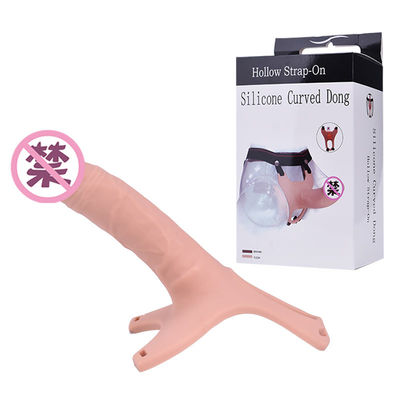 구부려진 동에 OEM 실리콘 흡입 컵 딜도 26cm Holw 결박