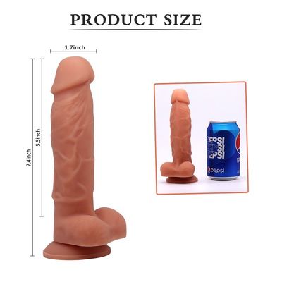 흡입 컵 레즈비언 딜도 섹스 토이 7.4 인치 건강한 실리콘 OEM ODM