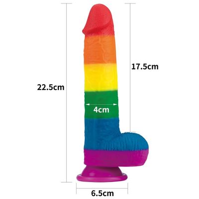 흡입 컵을 가진 액체 실리콘 22.5cm 무지개 딜도 라구 딜도 성 장난감 가짜 남근