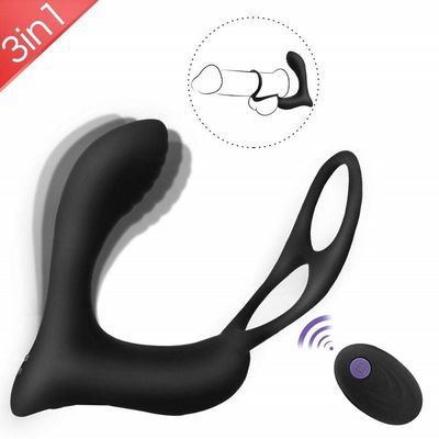 3 1개의 남성 반지 진동기에서 개인화된 엉덩이 플러그 무선 원격 제어 400mah
