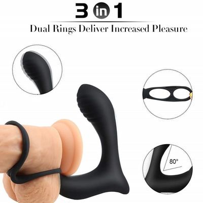 3 1개의 남성 반지 진동기에서 개인화된 엉덩이 플러그 무선 원격 제어 400mah